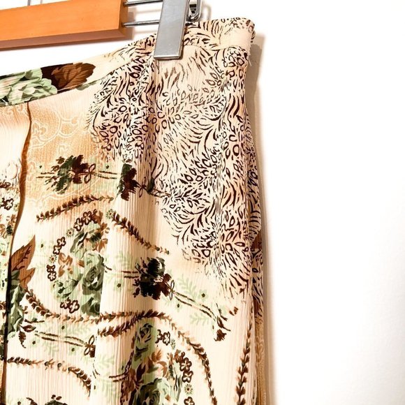 Vintage 80s Bohemian Tan Floral Maxi Retro Skirt - Picture 4 of 8